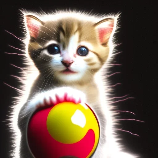 Cute kitten playing with a ball of string