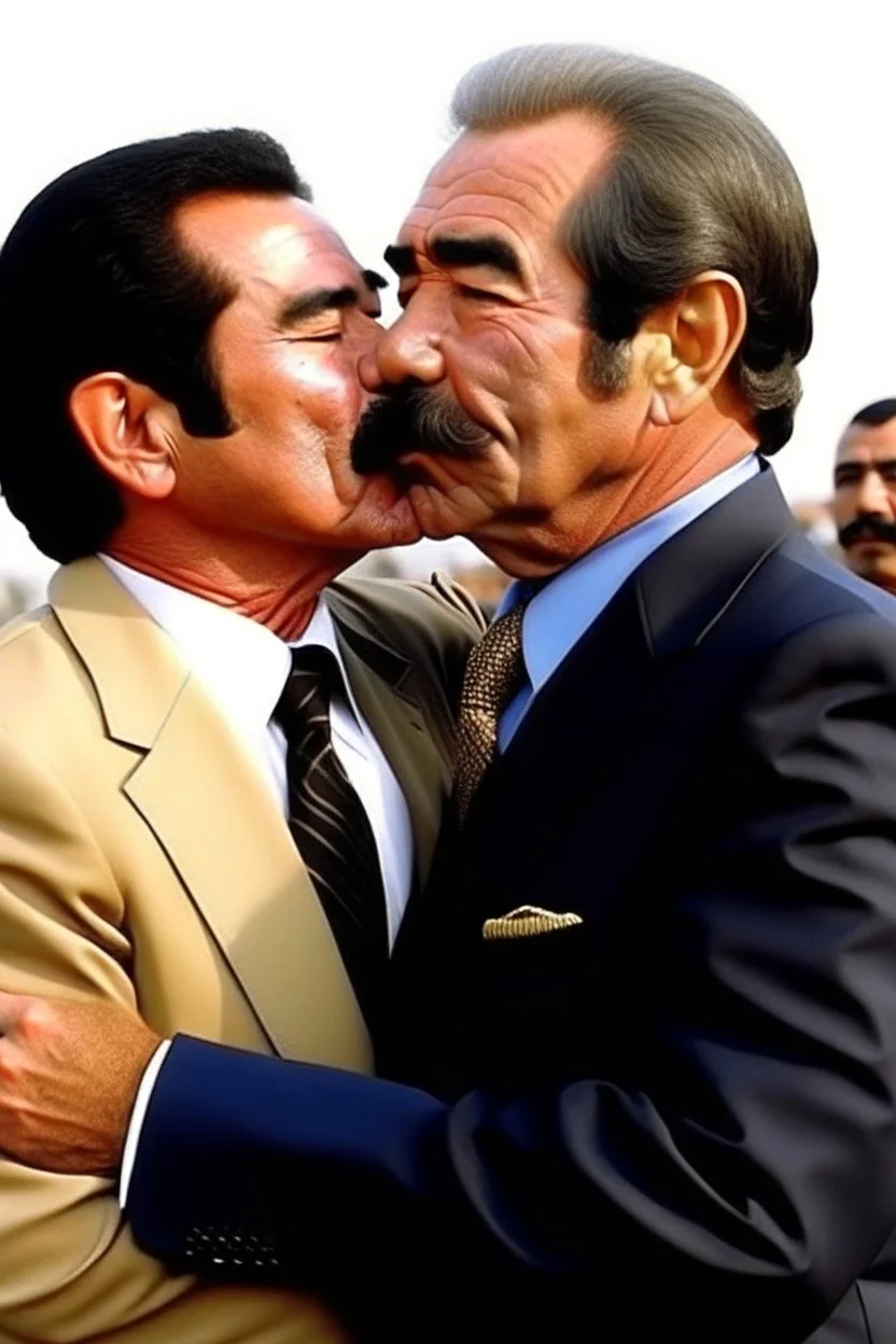 saddam hussein kissing george w bush