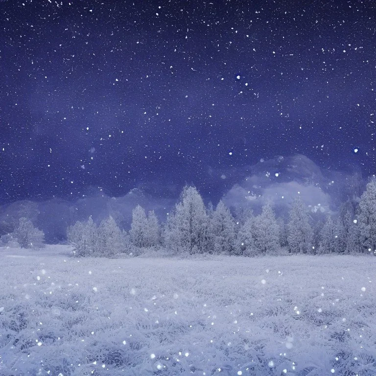 winter landscape, crystal, stars