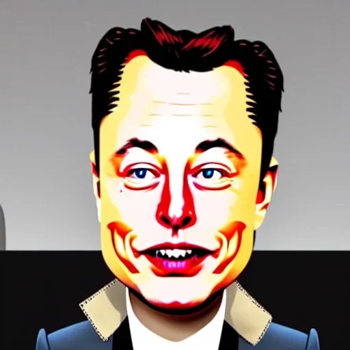 cross-eyed Elon musk caricature