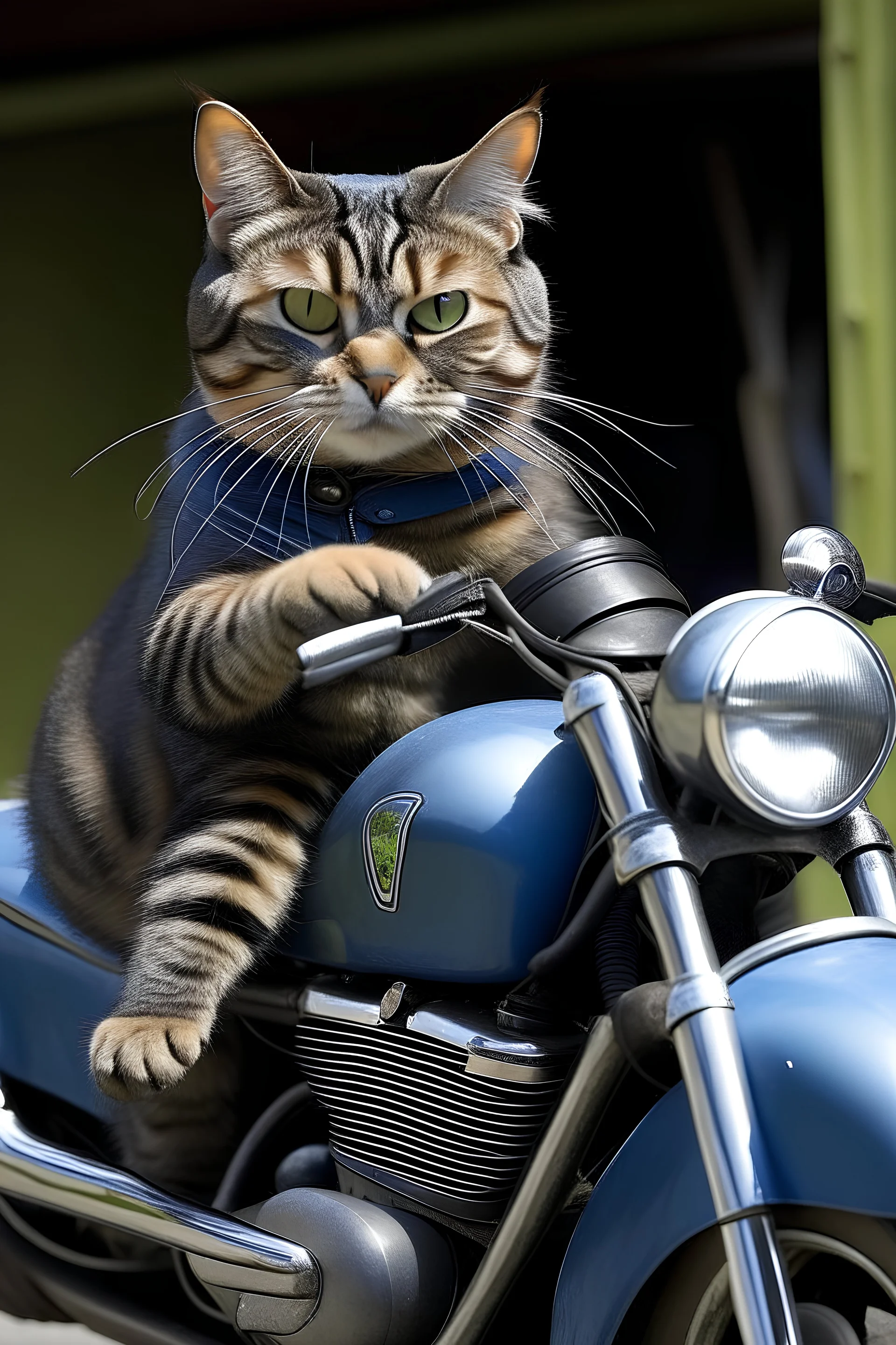 cat drivinga motorbike