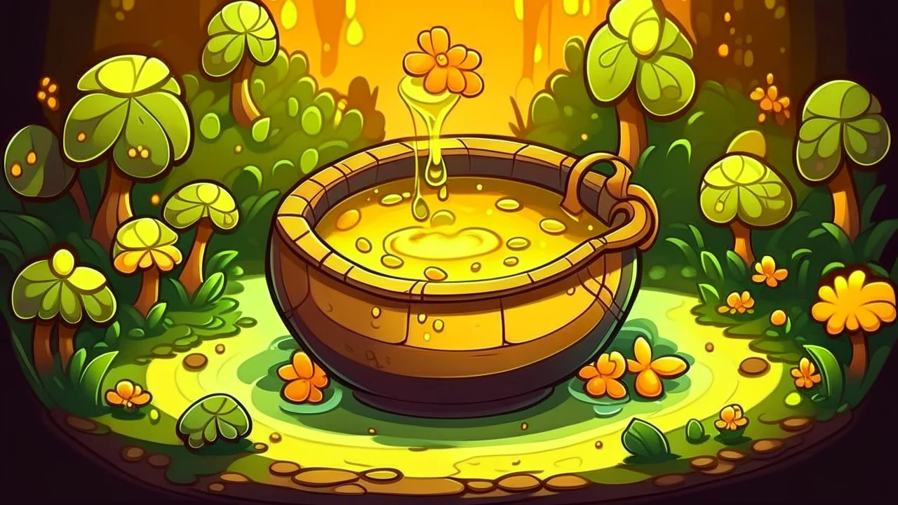 fantasy cartoon illustration: pot of gold