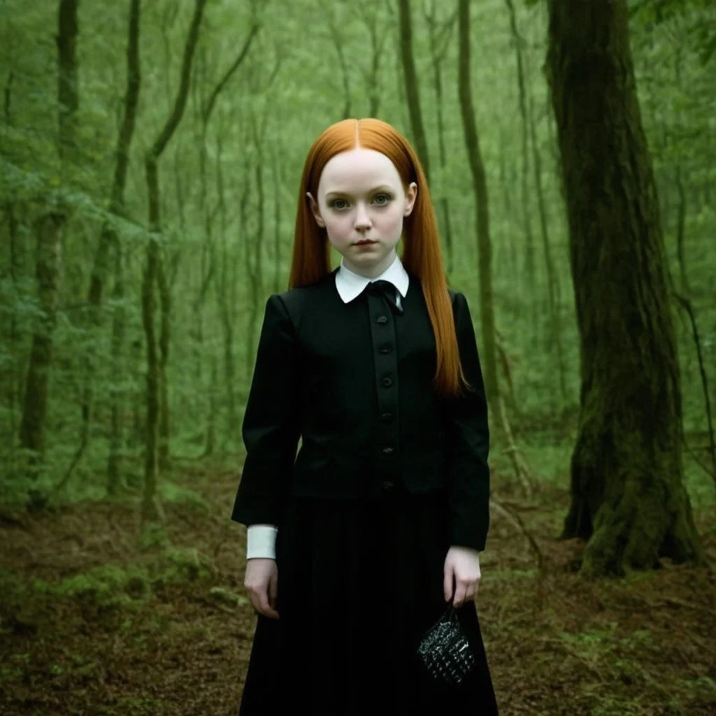 Lily cole as Wednesday addams, in the woods
