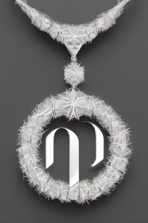 White gold necklace in the shape of the number seven containing white crystals