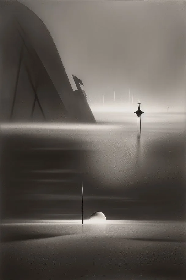 Dark night figure fog odd Yves Tanguy spooky