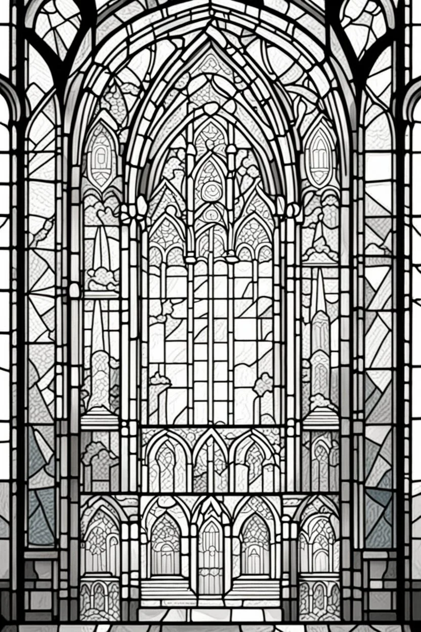 kids coloring page, stained glass church window, cartoon style, thick lines, low detail, no shading