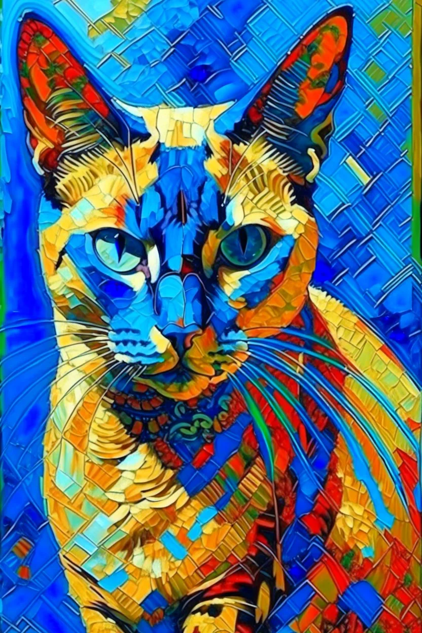 Portrait of Siamese cat by Van Gogh