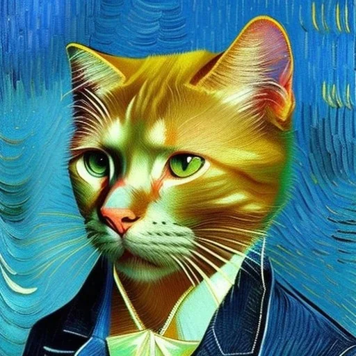 Portrait of a cat by Van Gogh