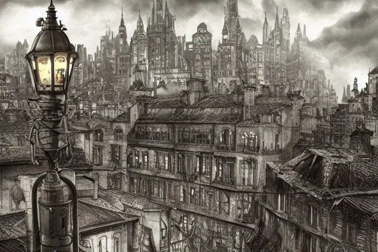 Gotham city+old lamp+Bar and garden on High Bridges across Skyscraper river+canals+Gothic village+European Metropolis on sea+naples alley+Torino square+trieste canals+victorian London+decòpunk Skyscraper+ +steampunk+biopunk+alphonse mucha, greg rutkowski, matte painting, cryengine, hyper detailed, felix kelly, fantasy art, seb mckinnon