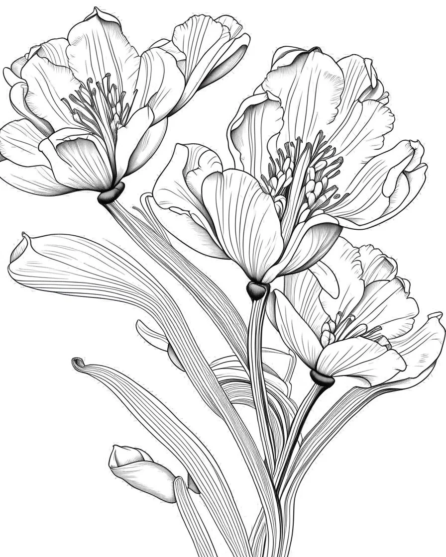 real massive Freesia flower coloring page