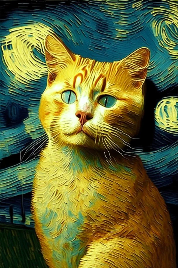 Portrait of a cat by Van Gogh