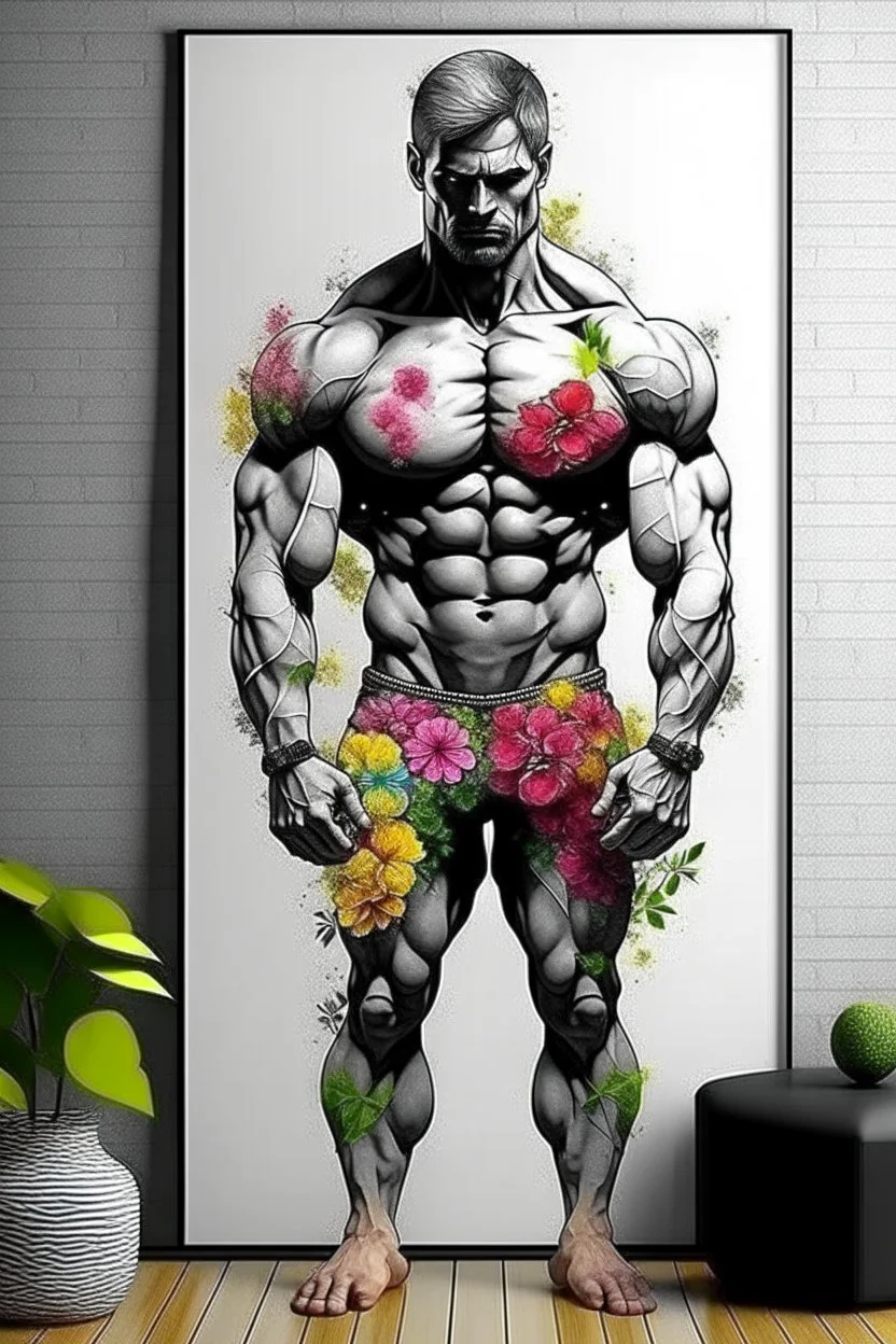 bodybuilder floral wall art