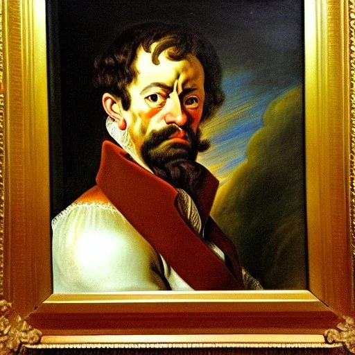 Retrato de un hombre llamado Jacobo Santiago Mozos con el estilo de Peter Paul Rubens