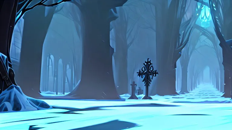 This area is a graveyard where creatures that have died from extreme cold. Each creature is encased in a thick coat of ice, preserving its remains.