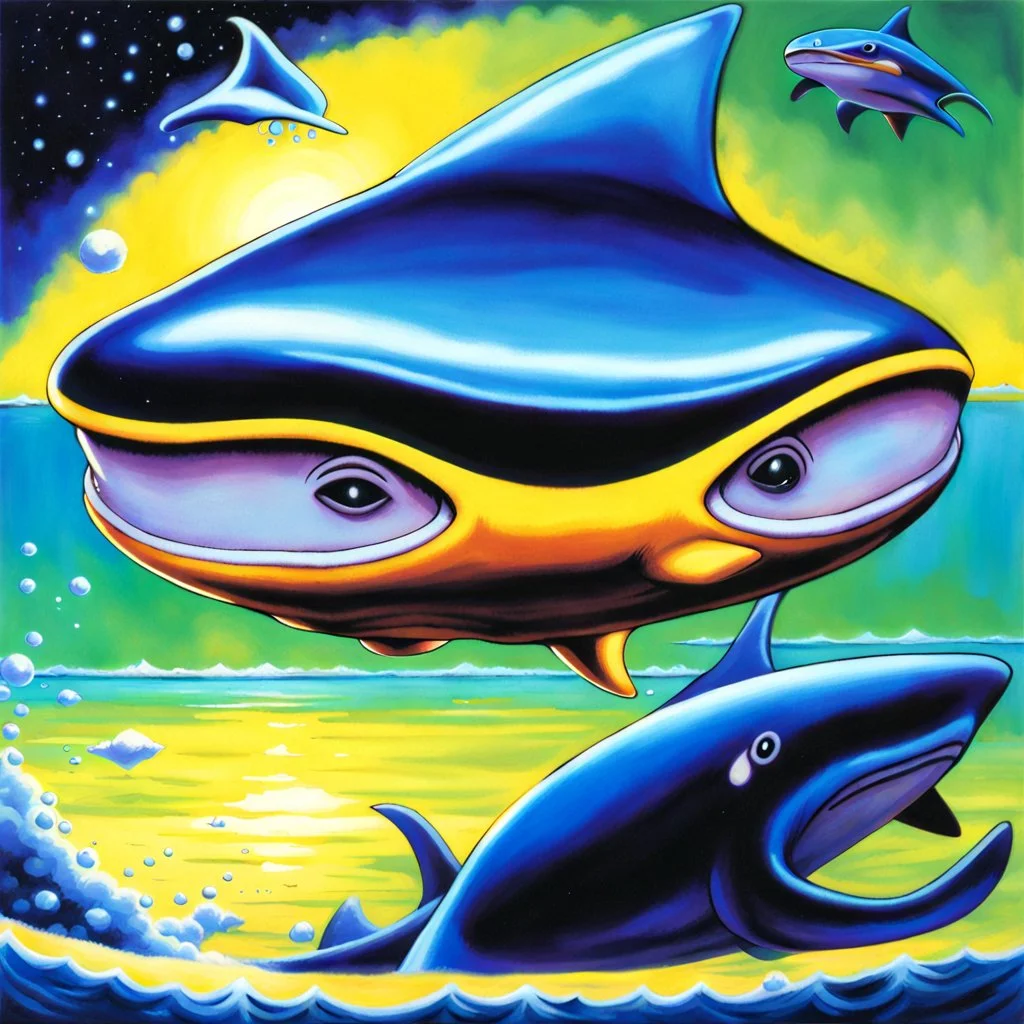 fantasy 90's tcg art of shiny manta ray