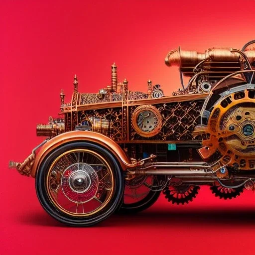 fullbody Drawing of 'sketch of Steampunk Vehicles',intricate detail,andrea bonelli,Kilian Eng,Ohrai,evan lee,Aleksandr Sidelnikov,KyuYong Eom,three quarters frontal aerial view,toned colors,16k