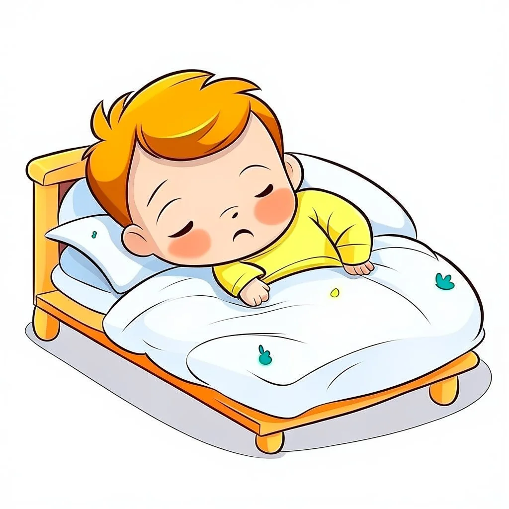 kid sleeping in their bed cartoon