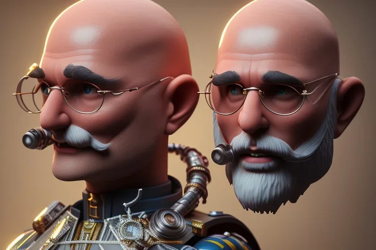 portrait of a bald and shaved Atul Bhardwaj building lego, steampunk, brown eyes, no facial hair, steampunk, unreal 5, octane render, cinema4d, dynamic lighting, soft lighting, 4k, redshift render, highly detailed, hyper realistic