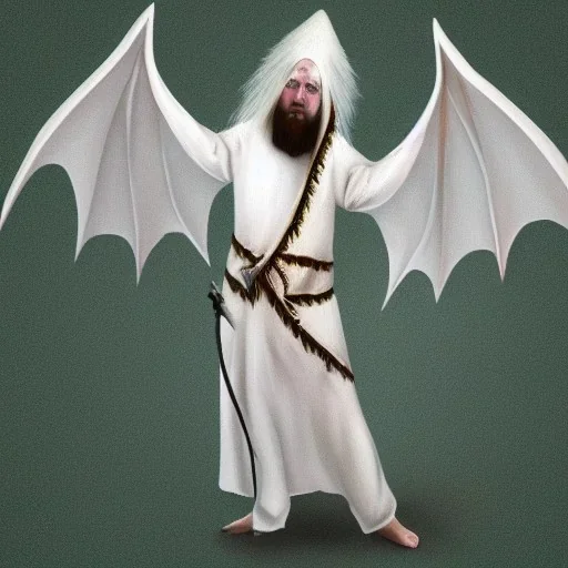 White bat monster with long limbs as Russian Orthodox priest