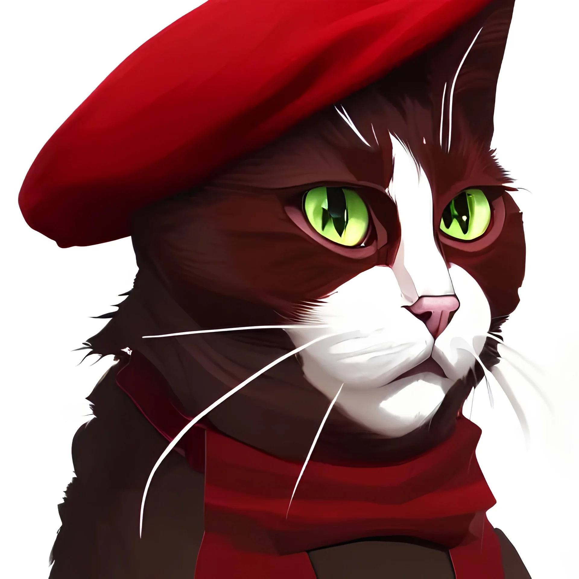 Cat wearing a red beret