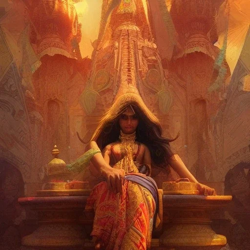  Indian temple cinematic, 8k, resolution concept art portrait by Greg Rutkowski, Artgerm, WLOP, Alphonse Mucha dynamic lighting hyperdetailed intricately detailed