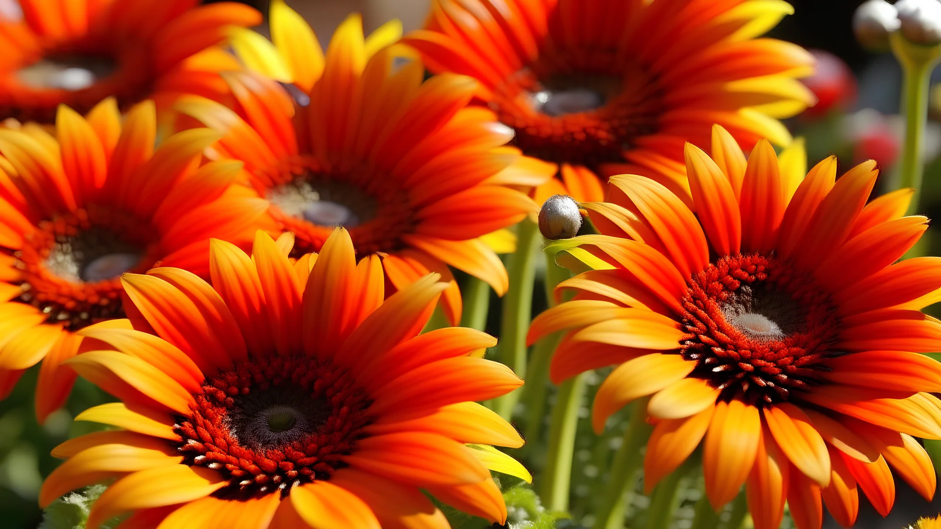 Orange gerber daisies flowers blooming in nature