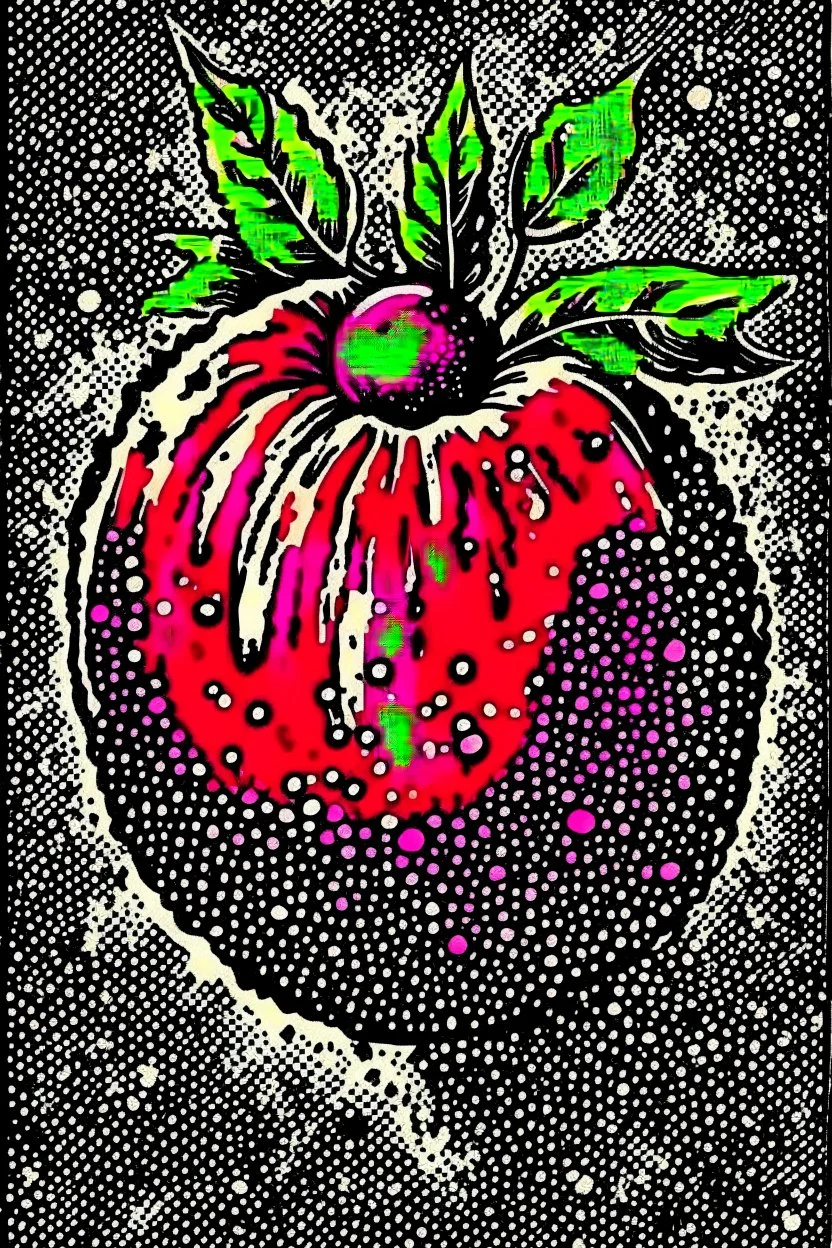 Vintage pop art style, pomegranate