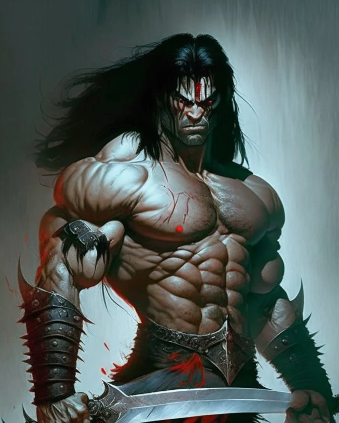 human berserker meaty black hair big greatsword