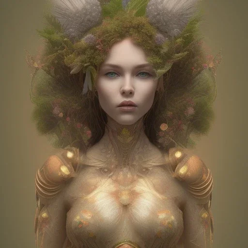 Portrait of beautiful girl, face dept of field,face shining, plant, metal,Unsharp masking, feathers,central weight average,Laplacian filt CWA Dryad,Median filter fae, sidhe, ominous, nature, plants, wildflower sparkle,wildflower 3d view, facepaint, dnd character portrait, intricate, oil on canvas, masterpiece, expert, insanely detailed, 4k resolution, retroanime style, cute big circular reflective eyes, cinematic smooth, intricate detail , soft smooth lighting, soft pastel colors