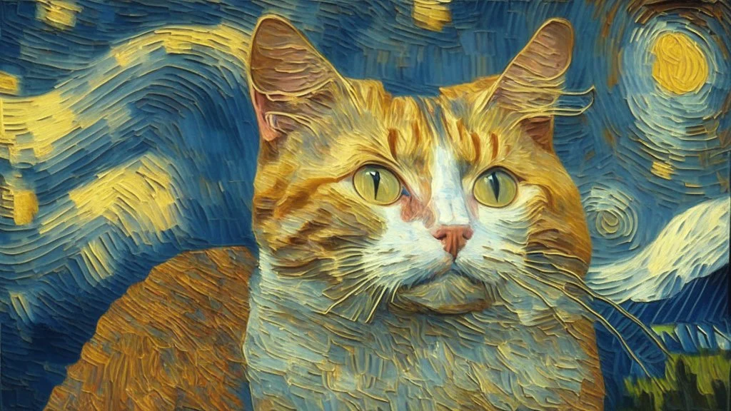 Kedi portesi, Van Gogh tarzında