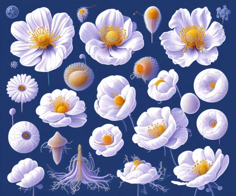 Vector anemone set illustration. Watercolor white backdrop