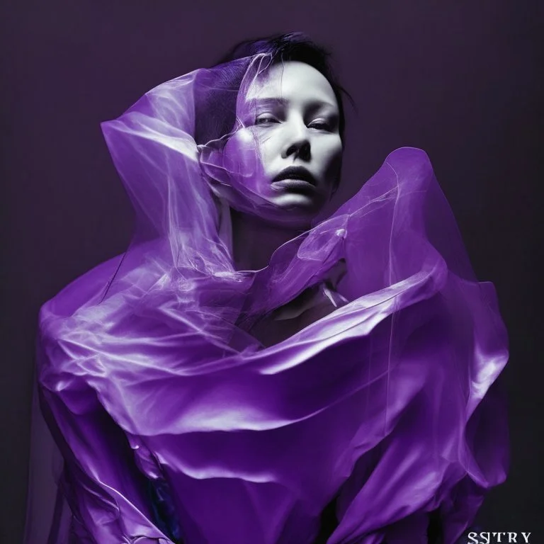 wearing a purple translucent cloth