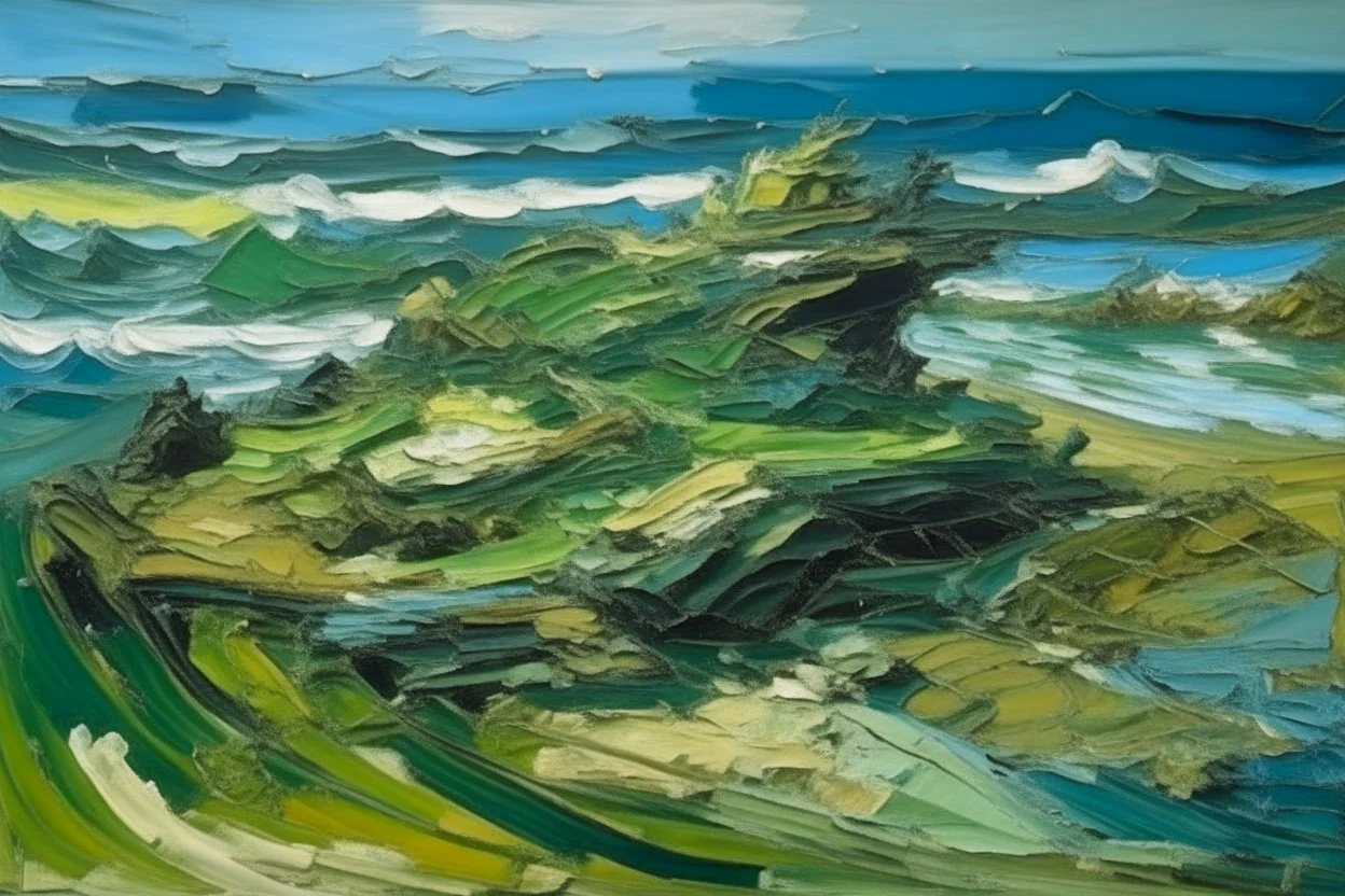 Frank Auerbach painting of a seascape