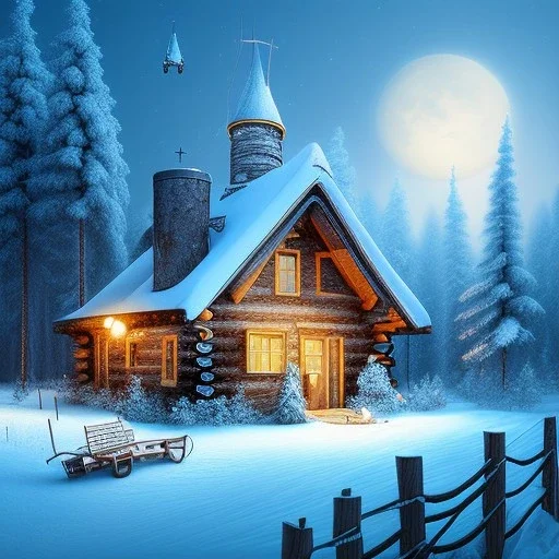 Snowy cabin