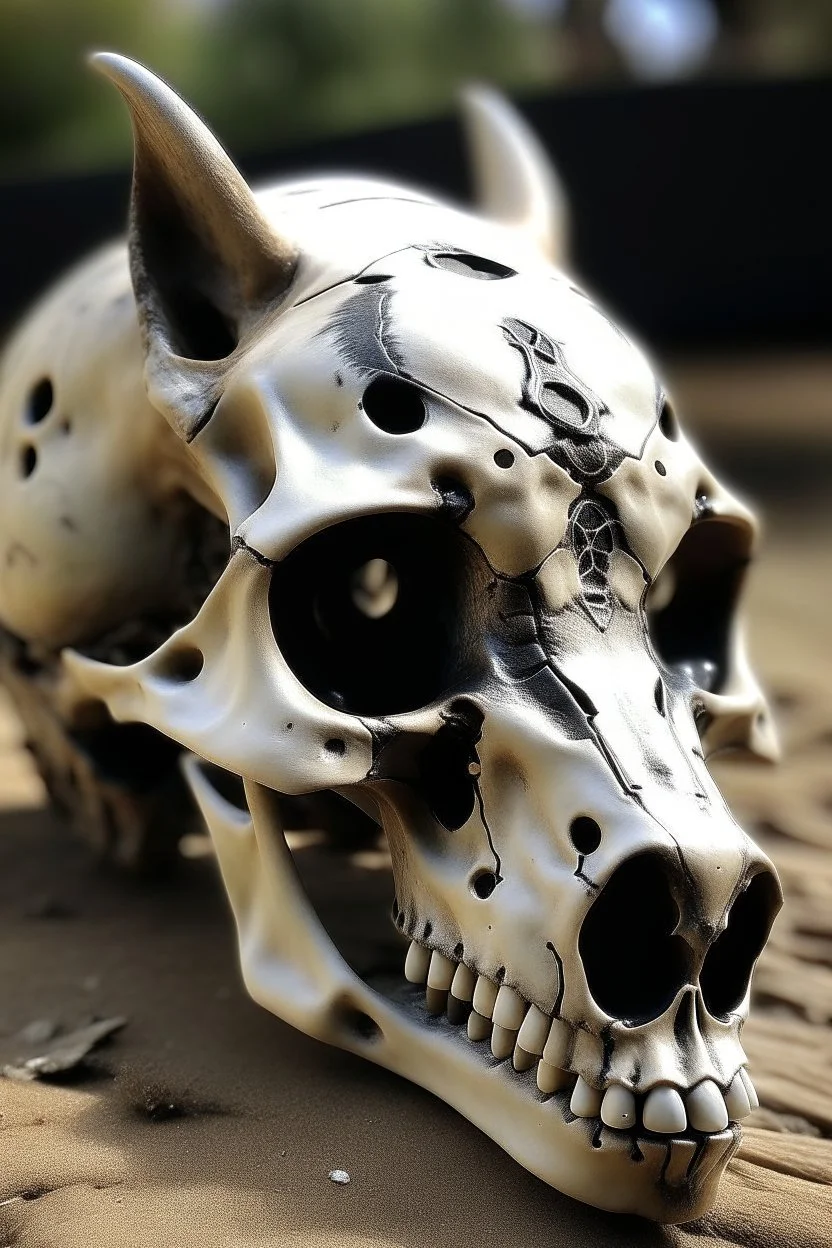 wolf skull with simple war paint on it