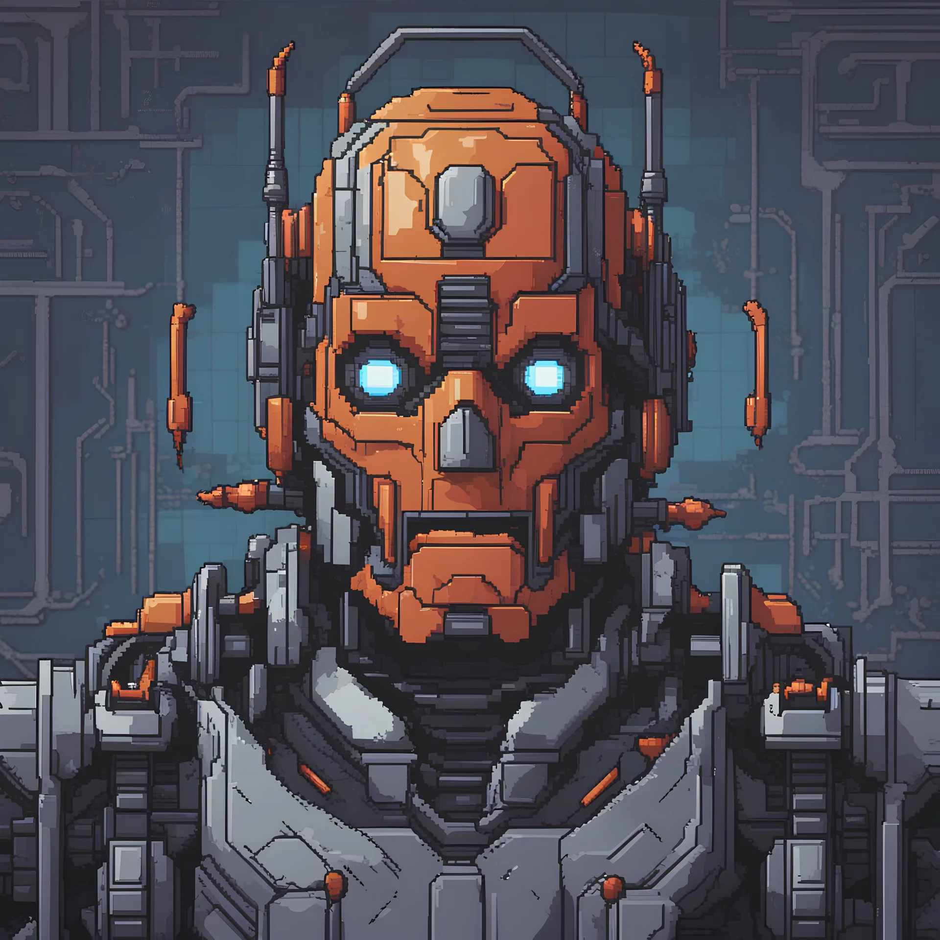 pixel art of a robot head