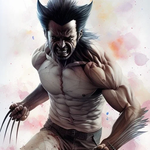 Wolverine,watercolor illustration by <agnes cecile> <Yoji Shinkawa>