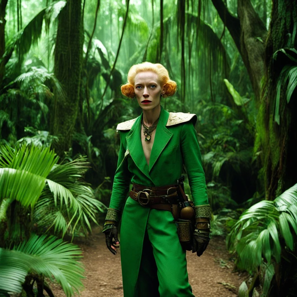 Tilda Swinton as a guerrilleros in the jungle in her iconic scene of Pan's Labyrinth (2006)