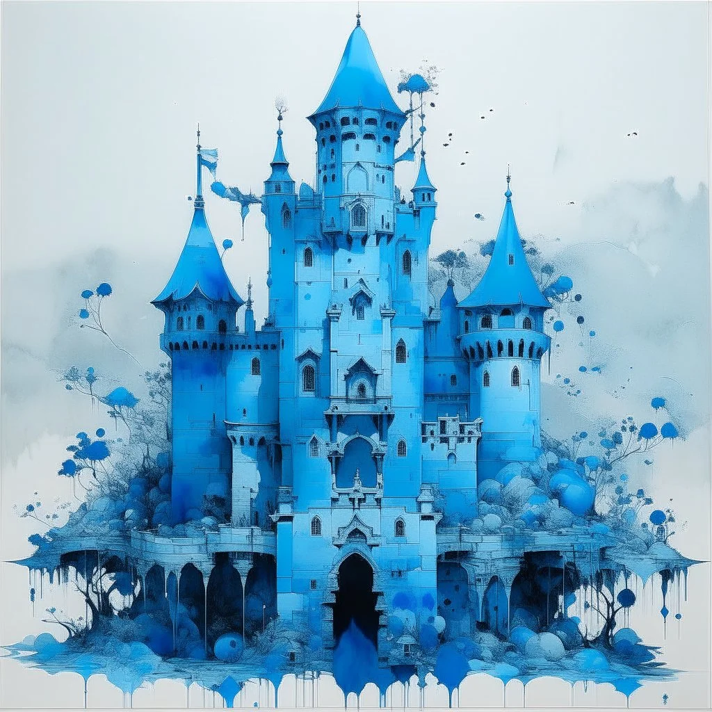 A blue castle with spades painted by Hashimoto Gaho