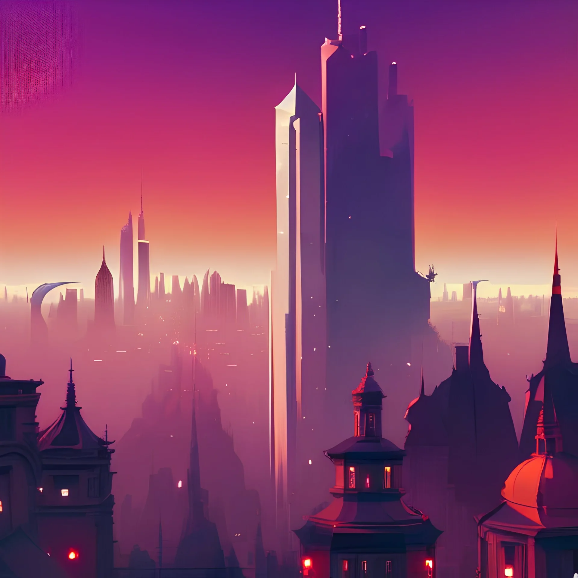 Skyline from Belvedere,big city,Beaux Arts architecture,Book illustration by Gediminas Pranckevičius, Jean Baptiste Monge, Brian Kesinger, Anton fadeev, Kilian Eng, strong lines, high contrast vibrant colors, highly detailed, 16k resolution, trending on behance