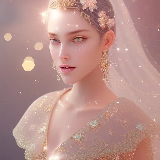 one big crystal subtle in a galactic ambiance with a beautiful transparent flowers delicate colors, soft light atmosphere, smooth, extremely sharp detail, finely tuned detail, ultra high definition, 8k, unreal engine 5, ultra sharp focus