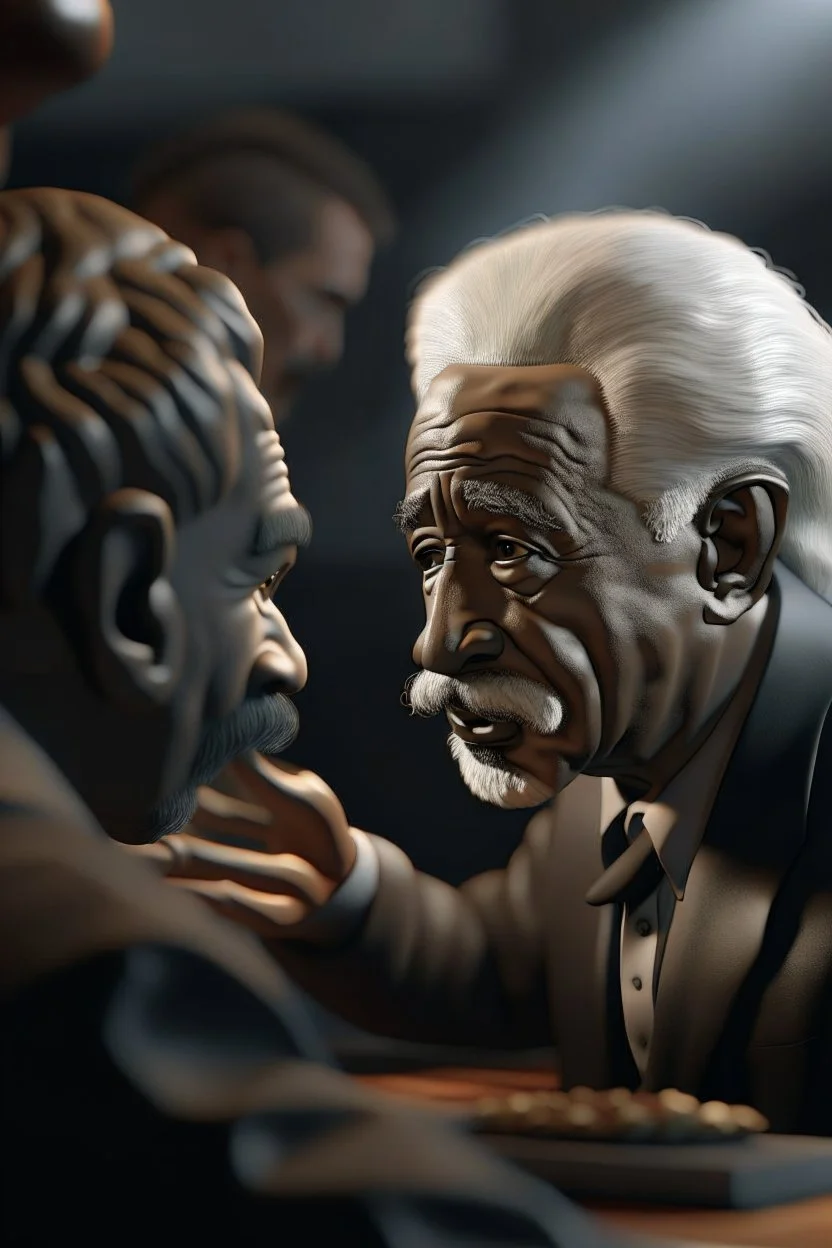 portrait of kanye west(Ye) smacking albert einstein , photo-realistic, shot on Hasselblad h6d-400c, zeiss prime lens, bokeh like f/0.8, tilt-shift lens 8k, high detail, smooth render, down-light, unreal engine 5, cinema 4d, HDR