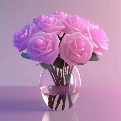 Pink transparent Crystal Rose Bouquet Flower