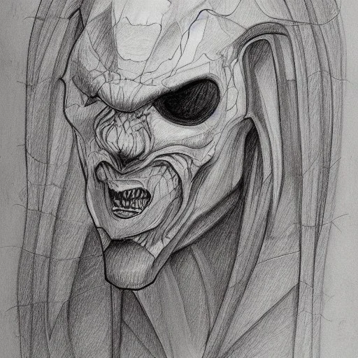 Portrait of a giant demon sketch by Mary GrandPré.