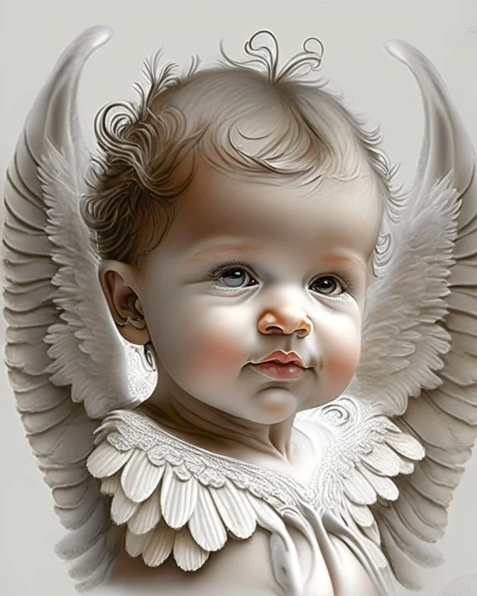 Design of a baby girl in the form of an angel