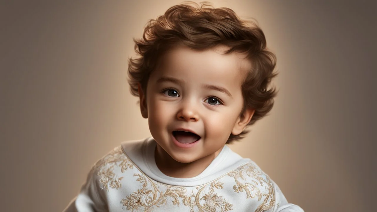 Excited little male toddler, showing his head and upper body, perfect sparkling eyes, perfect anatomy, exquisite composition, beautiful detailed intricate detailed octane render, 8k artistic photography, photorealistic, soft natural volumetric cinematic perfect light, chiaroscuro, award-winning photograph, masterpiece, raphael, caravaggio, bouguereau