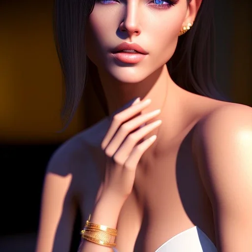 Beautiful Girl in thong,photorealistic, shiny skin,8k resolution, ultra detailed, rendered, unreal engine 5