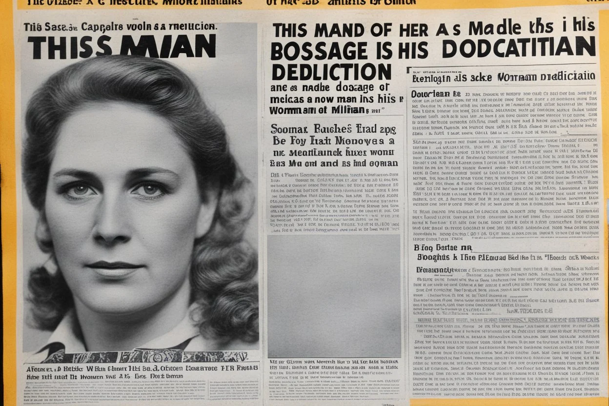 newspaper front page: title is "This man made a mistake in the dosage of his medication and is now a woman." the caption of the photo "Before (as a man) and After (same as a woman)"