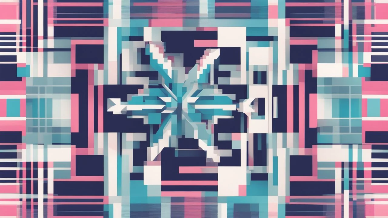 digital glitch pattern snowflake geometric abstraction