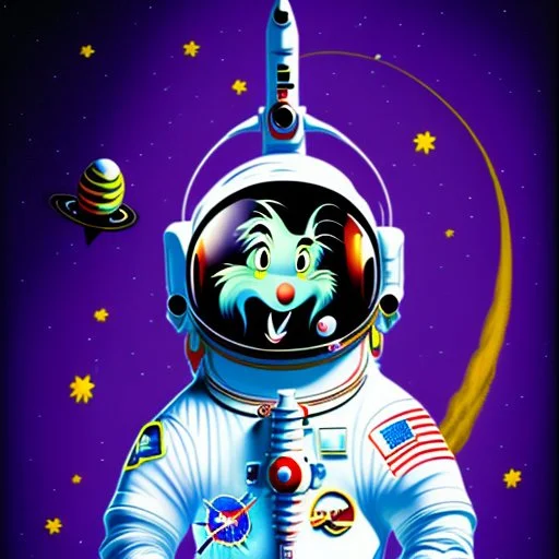 A Dr. Seuss character as an astronaut